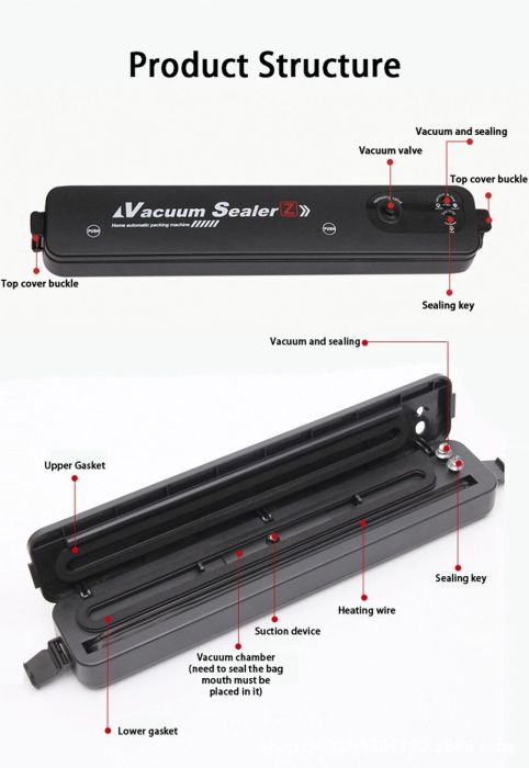 Vacuum Sealer Machine - ماكينة فاكيوم شفط هواء مع لحام مستمر - طريقة تفريز الاكل 3