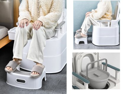 كرسي حمامات متنقل مع وعاء داخلي متحرك او استعمال الاكياس تواليت مع ظهر 4
