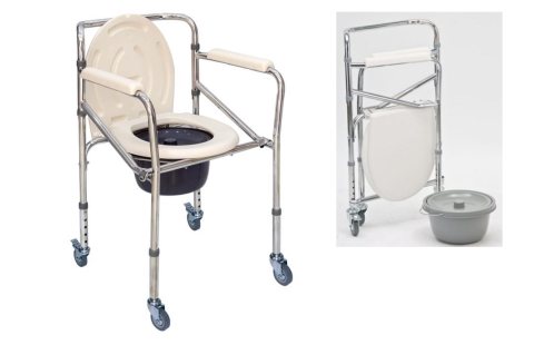كرسي حمام مع عجلات قابل للطي بعجلات - مستلزمات طبية مرحاض متنقل 2