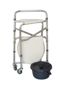 كرسي حمام مع عجلات قابل للطي بعجلات - مستلزمات طبية مرحاض متنقل 4