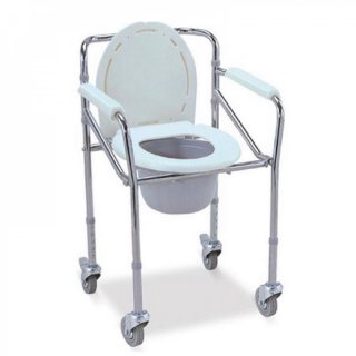 كرسي حمام مع عجلات قابل للطي بعجلات - مستلزمات طبية مرحاض متنقل 6