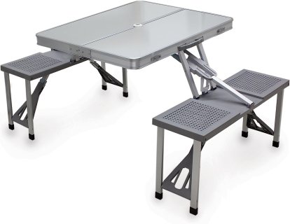 طاولات اكل مع 4 كرسي قابلة للطي شكل الحقيبة لون سيلقر طاولة الاكل 1