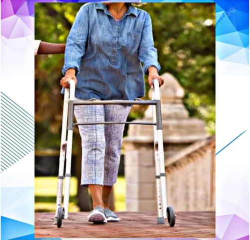 ووكر طبي محمول لكبار السن مع عجلات  ارتفاع قابل للتعديل  2