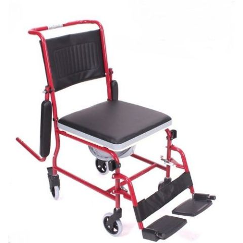 تواليت حمام لكبار السن متحرك مع اربع عجلات  مقاس 46 سم 3 في 1 مع  8