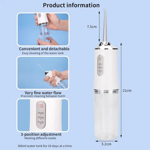 جهاز تنظيف الاسنان بالماء مع 3 اوضاع لتنظيف الاسنان بالماء اللاسل